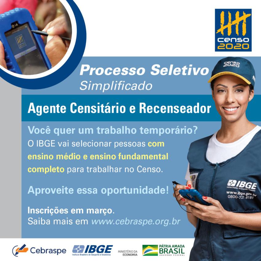  IBGE lança editais de Processo Seletivo Simplificado-PSS de trabalho temporário