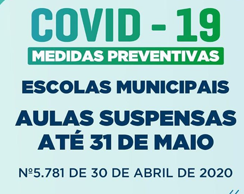  Covid-19: suspensão das aulas no município de Paulo Afonso segue até o dia 31 de maio