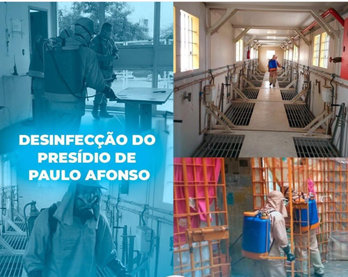  Covid-19: agentes de desinfecção realizam higienização no Presídio de Paulo Afonso