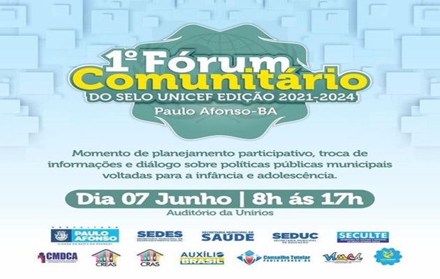  1º Fórum Comunitário do Selo Unicef edição 2021-2024 acontece nesta terça dia 7