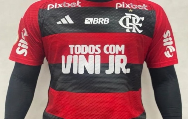  “Todos com Vini JR.”: Flamengo terá mensagem na camisa e mosaico em apoio a atleta