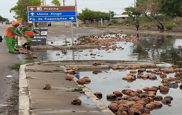  Equipes da Secretaria de Meio Ambiente realizaram limpeza de lixo das ruas e avenidas que causam alagamentos