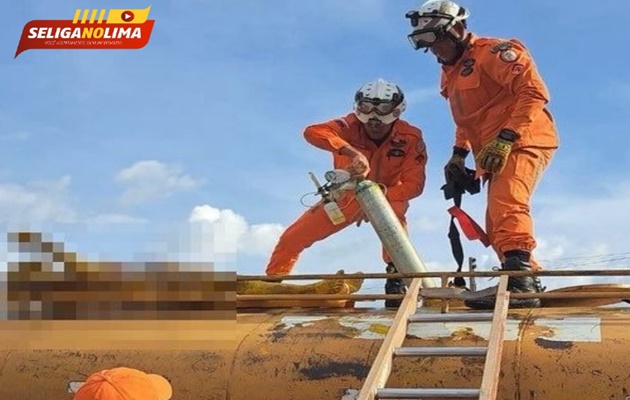  Bombeiros resgatam homem após desmaiar dentro de tanque de carro pipa, no BTN