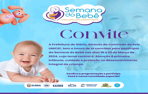  Prefeitura de Glória, convida o povo gloriense para participar da “Semana do Bebê”