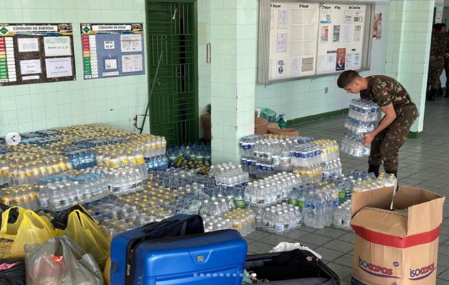  A 1ª Companhia de Infantaria está recebendo donativos para as vítimas de situação de calamidade no RS