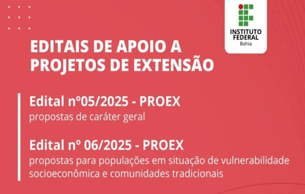  IFBA lança editais de extensão para projetos sociais! Submissão vai até 20 de junho