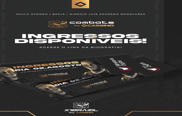  X1 Combate Cassino em Paulo Afonso – BA, sábado, 02 de agosto, no Ginásio Luís Eduardo Magalhães
