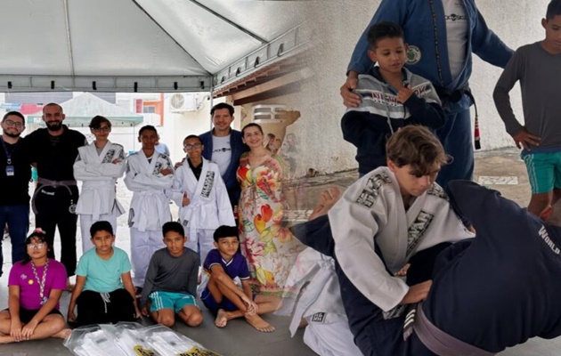  Secretaria de Saúde entrega quimonos ao Núcleo Desenvolver e fortalece projeto de ParaJiu-Jitsu