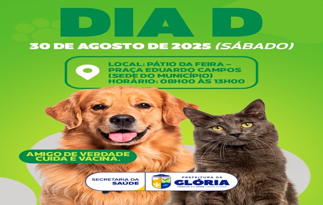  Glória terá Dia D de Vacinação Antirrábica no próximo sábado