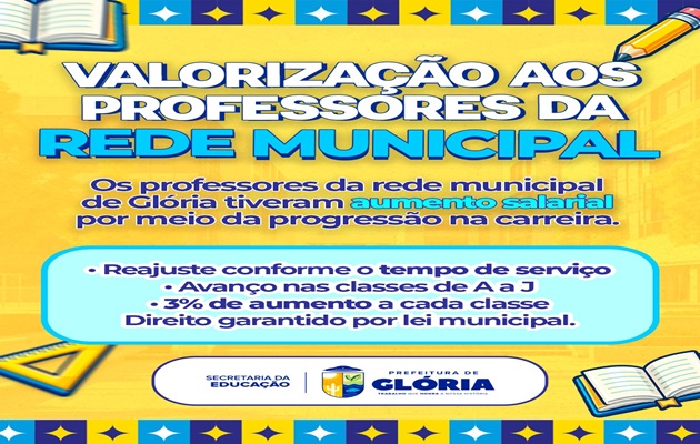  Prefeita Ena Vilma garante progressão horizontal na carreira do magistério de Glória