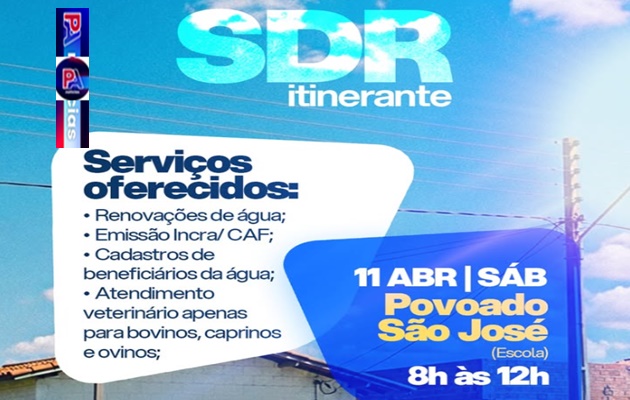  SDR Itinerante estará no Povoado São José levando serviços importantes para os produtores da região.