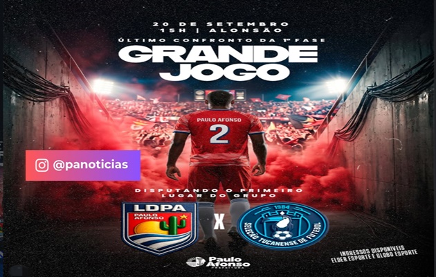 Alonsão ficará pequeno para o jogo da seleção de Paulo Afonso x seleção tucanense. Vale a liderança do grupo 1.